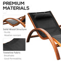 Outsunny Outdoor Chaise Wood Lounge Chair With Pillow, Armrests,Sling Mesh And Comfortable Curved Design For Patio, Deck, And Poolside Black Pine
