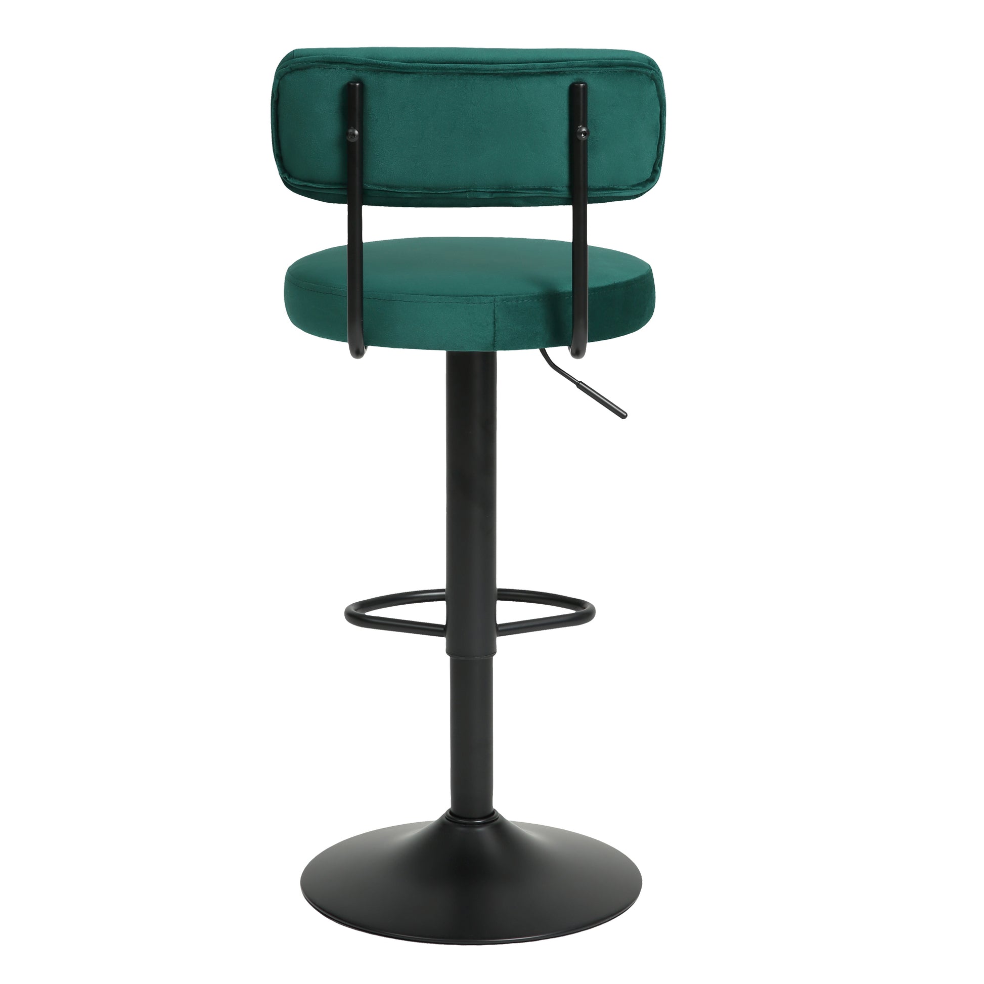 Modern Bar Stools Set Of 2,Curved Backrest Upholstered Counter Height Bar Stools,Adjustable Bar Stool 24.5" 30.5", Swivel Counter Stools For Kitchen Home Green Velvet