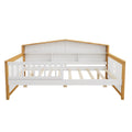 Full Size House Shape Daybed With Trundle And Bookcase Headboard Wooden Bed For Girls Boys Teens, No Box Spring Needed, Walnut And White Box Spring Not Required Full White Walnut Wood Bedroom Cute Pine Bed Frame Wood