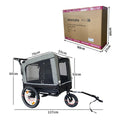 Outdoor Heavy Duty Foldable Utility Pet Stroller Dog Carriers Bicycle Trailer Black Gray Fabric Steel