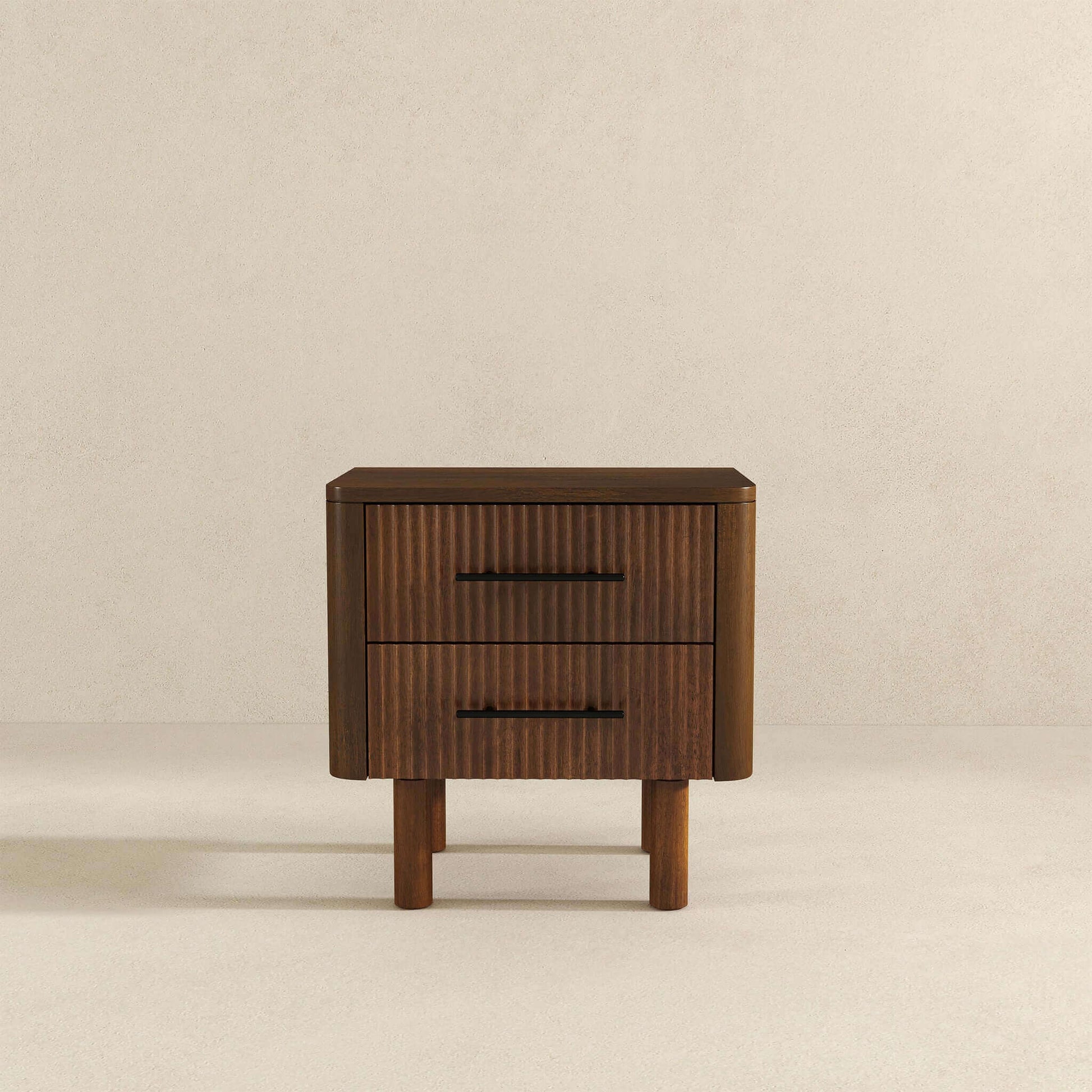 Logan Mid Century Modern Walnut Nightstand Bed Side Tables With 2 Drawers Brown,Wood Brown 2 Drawers Mid Century Modern Solid Wood Walnut Solid Wood