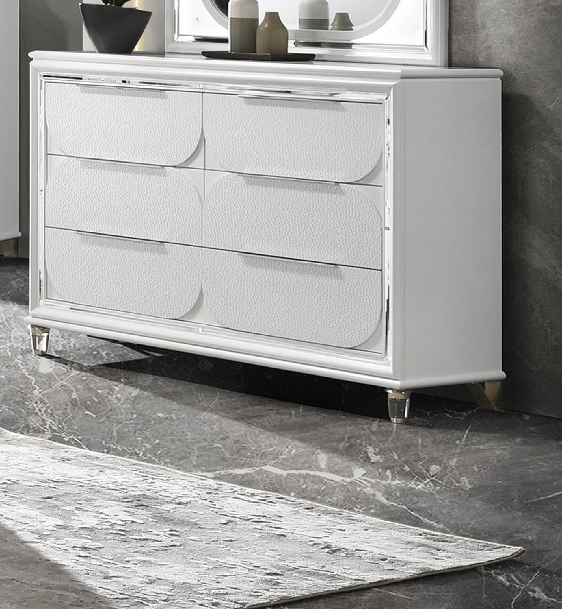 1Pc Modern Contemporary Dresser W Six Storage Drawers Jewelry Tray Whi 1Pc Modern Contemporary Dresser W Six Storage Drawers Jewelry Tray Whi
