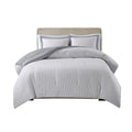 Reversible Yarn Dyed Stripe Down Alternative Comforter Set Twin White Gray Microfiber