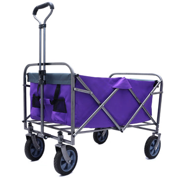 Outdoor Garden Multipurpose Micro Collapsible Beach Trolley Cart Camping Folding Wagon Purple Silver Garden & Outdoor Oxford Fabric Steel