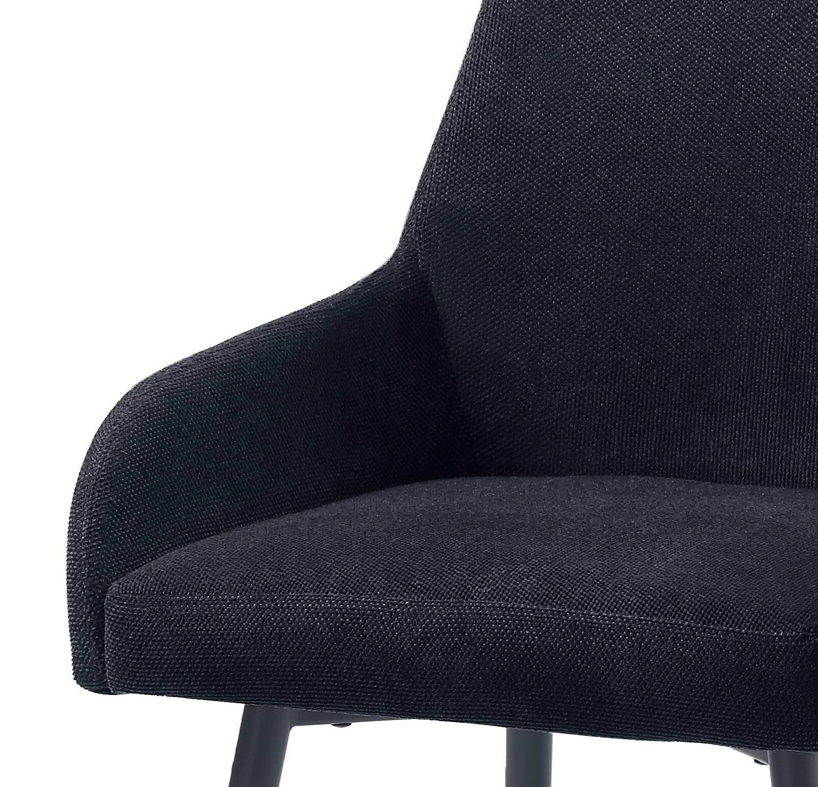 Zudora Side Chair Set 2 , Black Linen & Black Finish Dn01949 Black Plywood