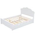 Full Size Wood Platform Bed With Headboard And Twin Size Trundle, White Box Spring Not Required Full White Wood Bed Frame Solid Wood Mdf