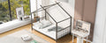 Twin Size Metal House Platform Bed, Black Box Spring Not Required Twin Black Metal Bedroom Bed Frame Metal