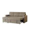 85 Inches Corduroy Sofa Bed, 3 Seater Sleeper Sofa With Storage Chaise, Square Handrail With Two Cup Holder And Usb Charge Port, Pull Out Couch For Living Room Brown Corduroy 3 Seat