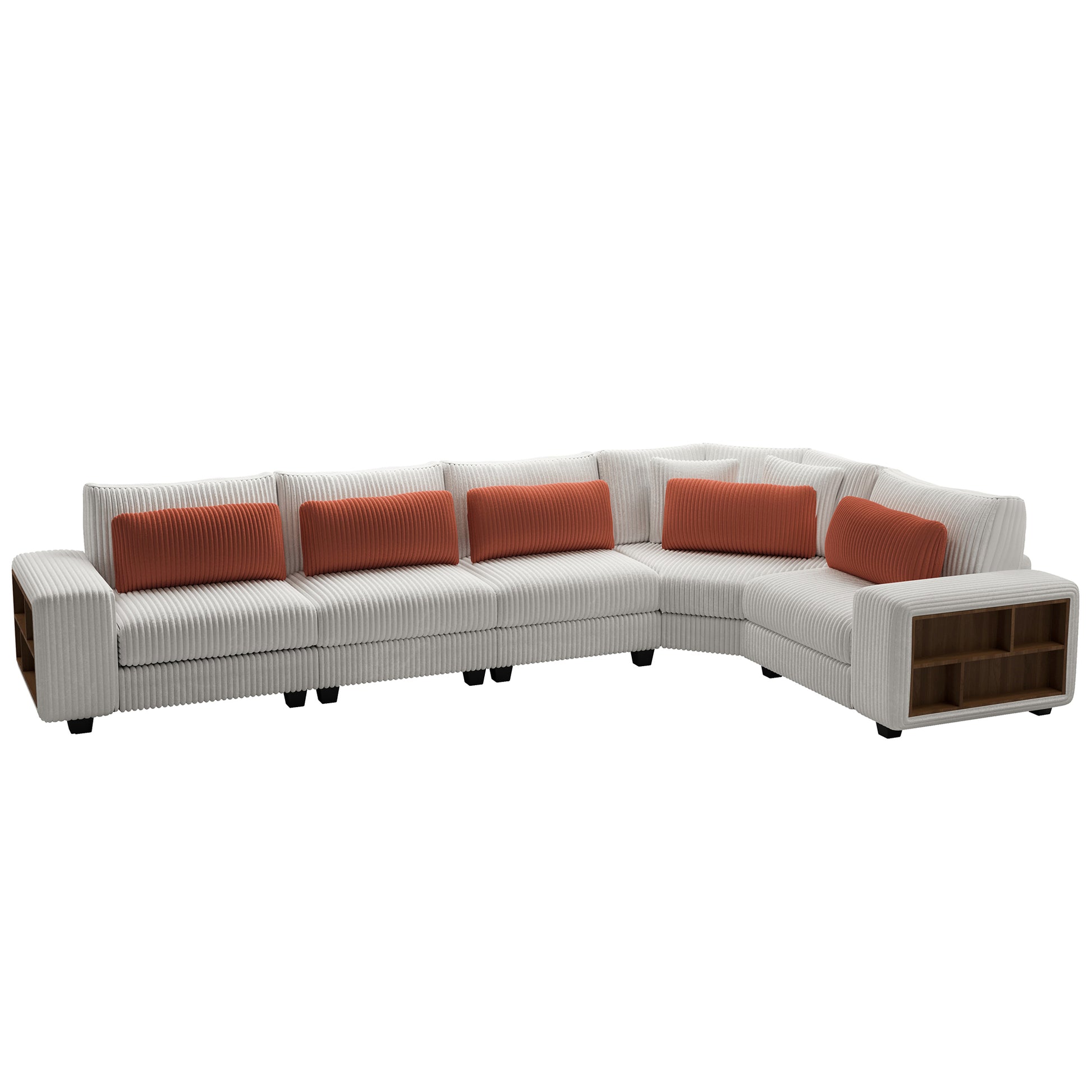 Modular Sectional L Shaped Sofa With Armrest Wooden Frame Locker, Stylish And Comfortablecream Style, Beige Beige Primary Living Space Soft Modern Wood 5 Seat