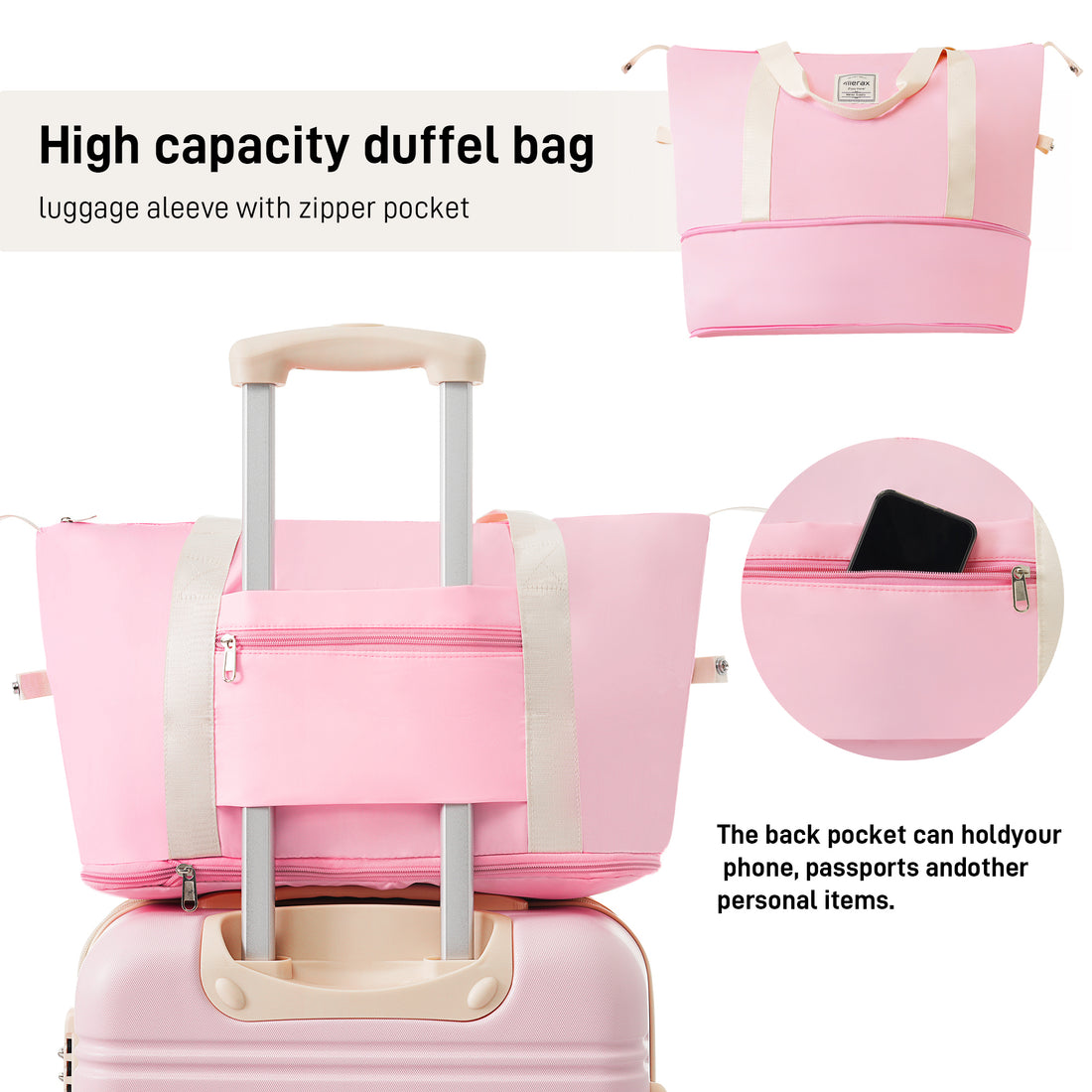 Hardshell Luggage Sets 2Pcs Bag Spinner Suitcase With Tsa Lock Lightweight 20" 24" Light Pink Abs