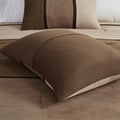 7 Piece Faux Suede Comforter Set Brown Queen Queen Brown Polyester