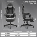 Gaming Chair With Speakers, High Back Computer Chair With Footrest, Lumbar Support And Headrest, Big And Tall Gamer Chairs With Heavy Duty Base Linkage Armrests For Adults Nylon Black Foam Faux