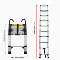 Telescopic Ladder, 9.5 Foot Aluminum Button Telescopic Ladder With 2 Triangular Stabilizers And Hooks, Multi Purpose Ladder, Maximum Load Bearing Capacity Of 330 Pounds, Suitable For Industrial And Ho Antique Silver Aluminium