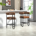 Coolmore Bar Stools Set Of 2, Modern Bar Stool With Back, Black Metal Frames, Upholstered Bar Stools For Kitchen Island, Pub, Club Light Brown Pu Light Brown Dining Room Foam Pu Leather