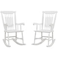 Outsunny Outdoor Wood Rocking Chairs Set Of 2, 350 Lbs. Porch Rockers With High Back For Garden, Patio, Balcony, White White Wood