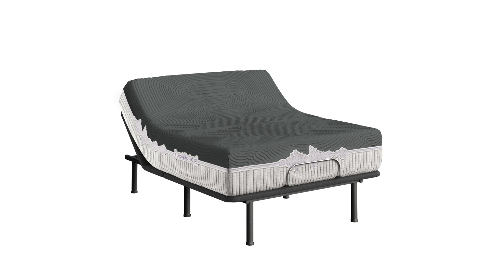 Goodvibesleep Calm Mattress And Adjustable Base Comfort Ensemble, Queen Size Gray Foam Spring Queen