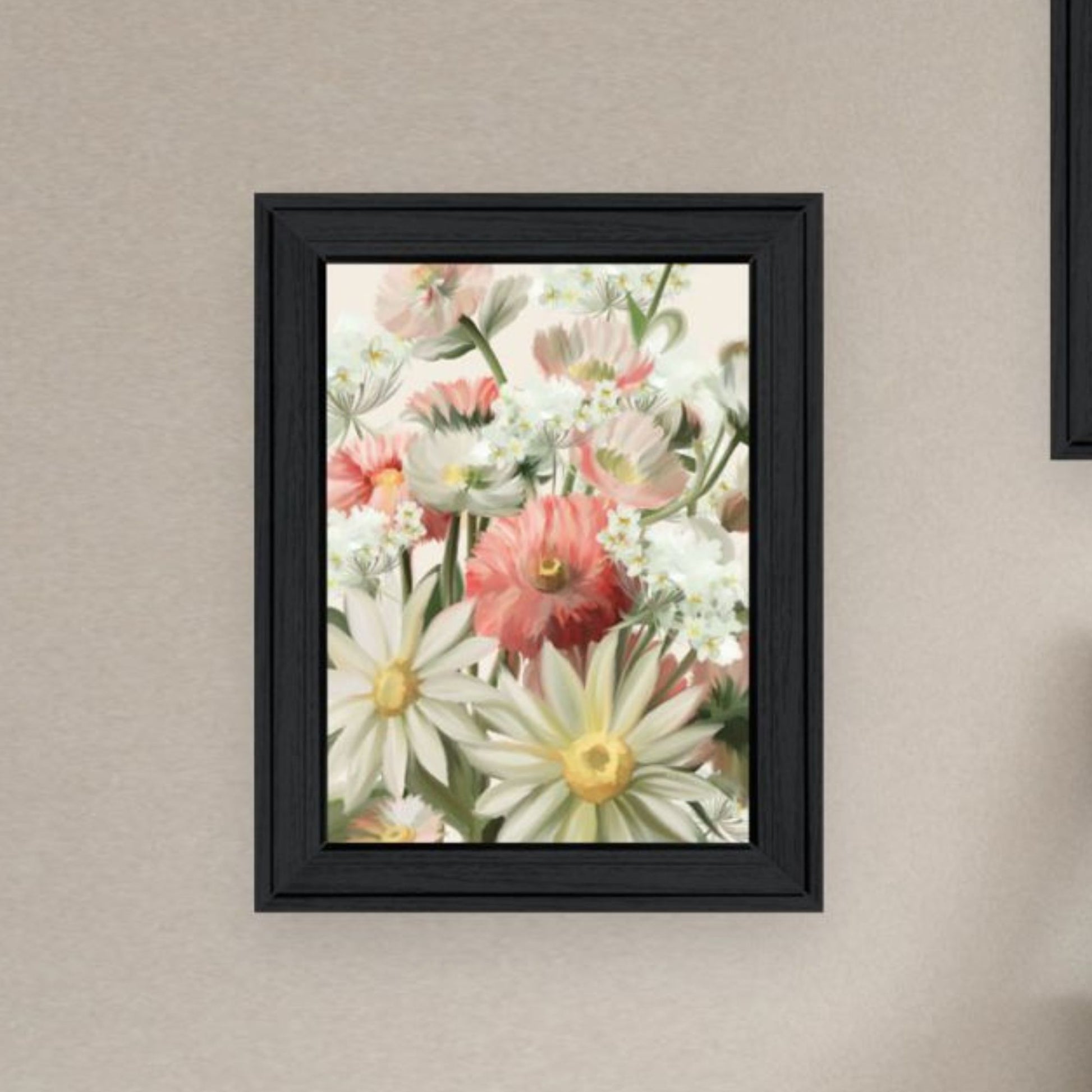 "Summer Wildflowers Just For You" Framed Wall Art For Living Room, Wall Art Print For Home Decor, Bedroom Wall Art By House Fenway Multicolor Wood Paper