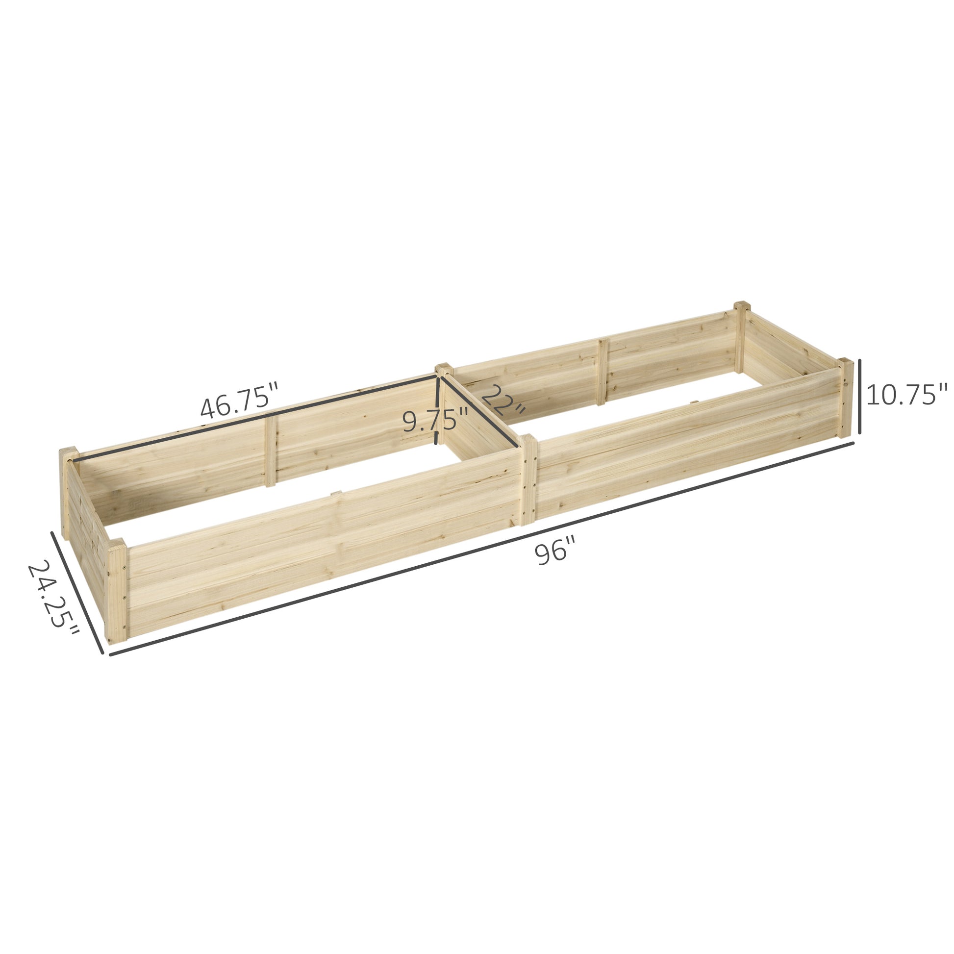 Outsunny 8X2Ft Wooden Raised Garden Bed Kit, Elevated Planter With 2 Boxes, Self Draining Bottom And Liner, Patio To Grow Vegetables, Herbs, And Flowers, Natural Natural Wood Wood