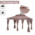 Outsunny 10' X 13' Patio Gazebo, Outdoor Gazebo Canopy Shelter With Curtains, Vented Roof, Steel Frame For Garden, Lawn, Backyard And Deck, Khaki Khaki Steel