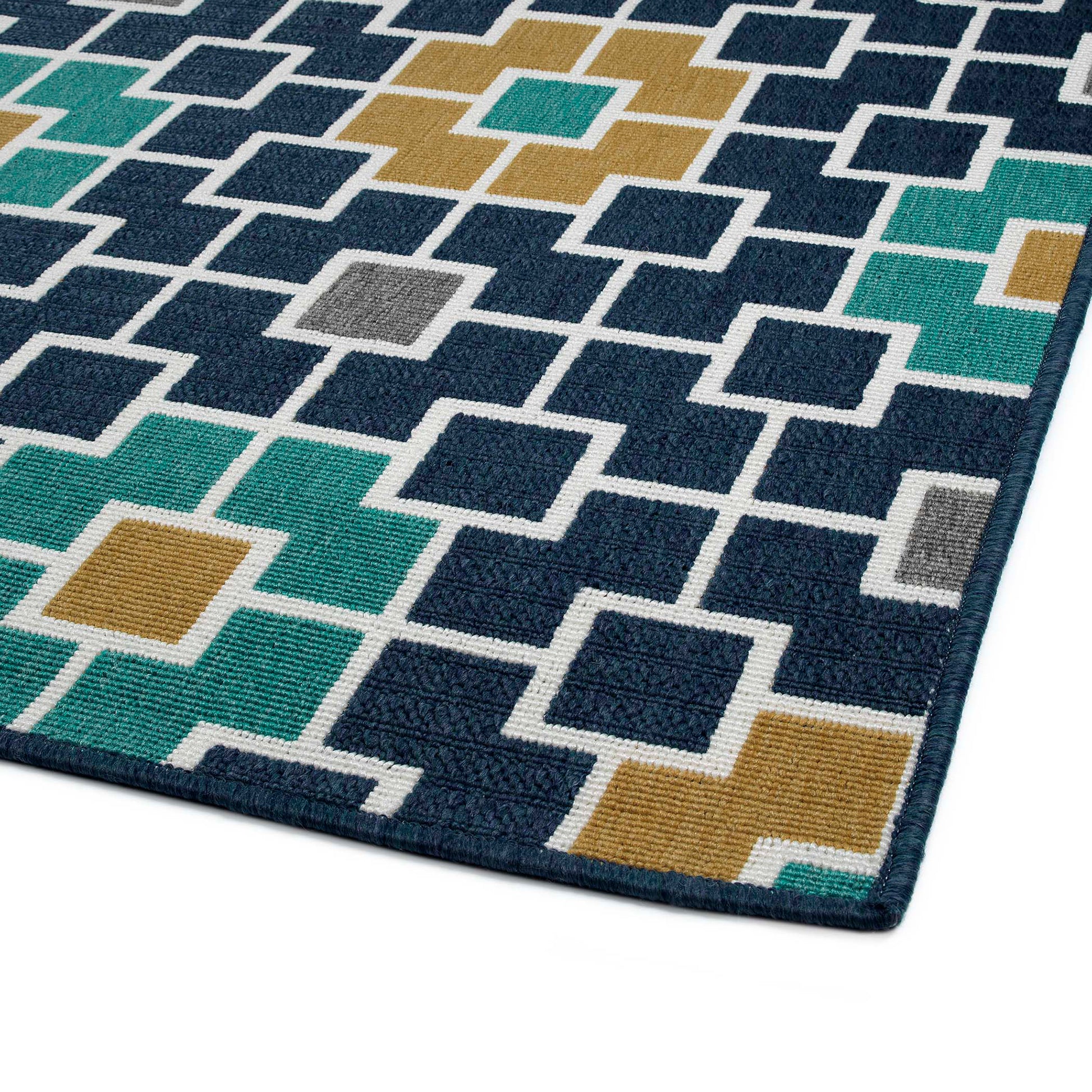 Contemporary, Transitional, Geometric, Nautical, Textured 5' X 7'6" Rectangle Area Rug Navy Polypropylene