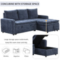 Soft Upholstered Sectional Sofa Bed With Storage Space, Suitable For Living Rooms And Apartments. Blue Wood Polyester 3 Seat