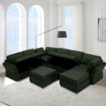 Modular Sectional Sofa With Storage Seat Oversized U Shaped Couch With Reversible Chaise Sofa Set With Ottoman,Ultimate Comfort 6 8 Seater Couches With Adjustable Arms And Backs For Living Room Green Green Polyester 6 Seat