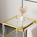 Modern Minimalist Style Gold Metal Frame With Acrylic Leg Coffee Table Cs 1195 1 Golden,Transparent Glass Acrylic