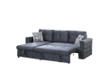 Gray Velvet Convertible Sectional Sofa Pull Out Bed Couch Storage Chaise Tufted Reversible 2Pc Sectional Living Room Gray Primary Living Space Tufted Back Contemporary,Modern L Shaped Square Arms Velvet 4 Seat