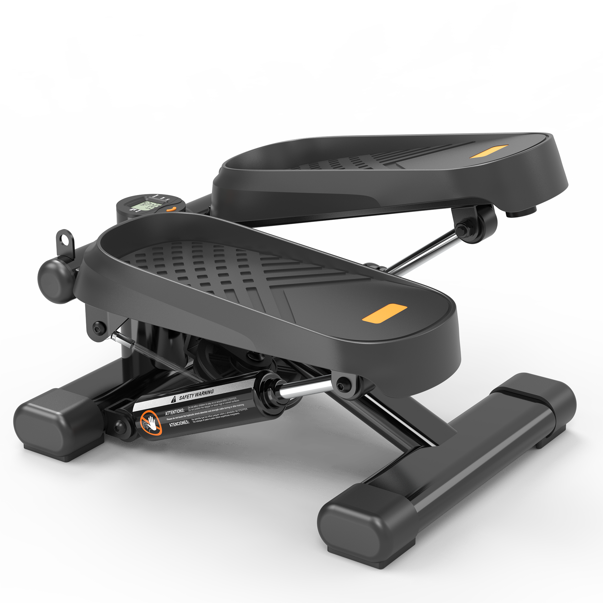 Home Office Exercise 330Lbs Capacity Mini Stepper With Resistance Bands And Lcd Monitor Black Steel