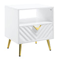 White High Gloss End Table With Shelf - White