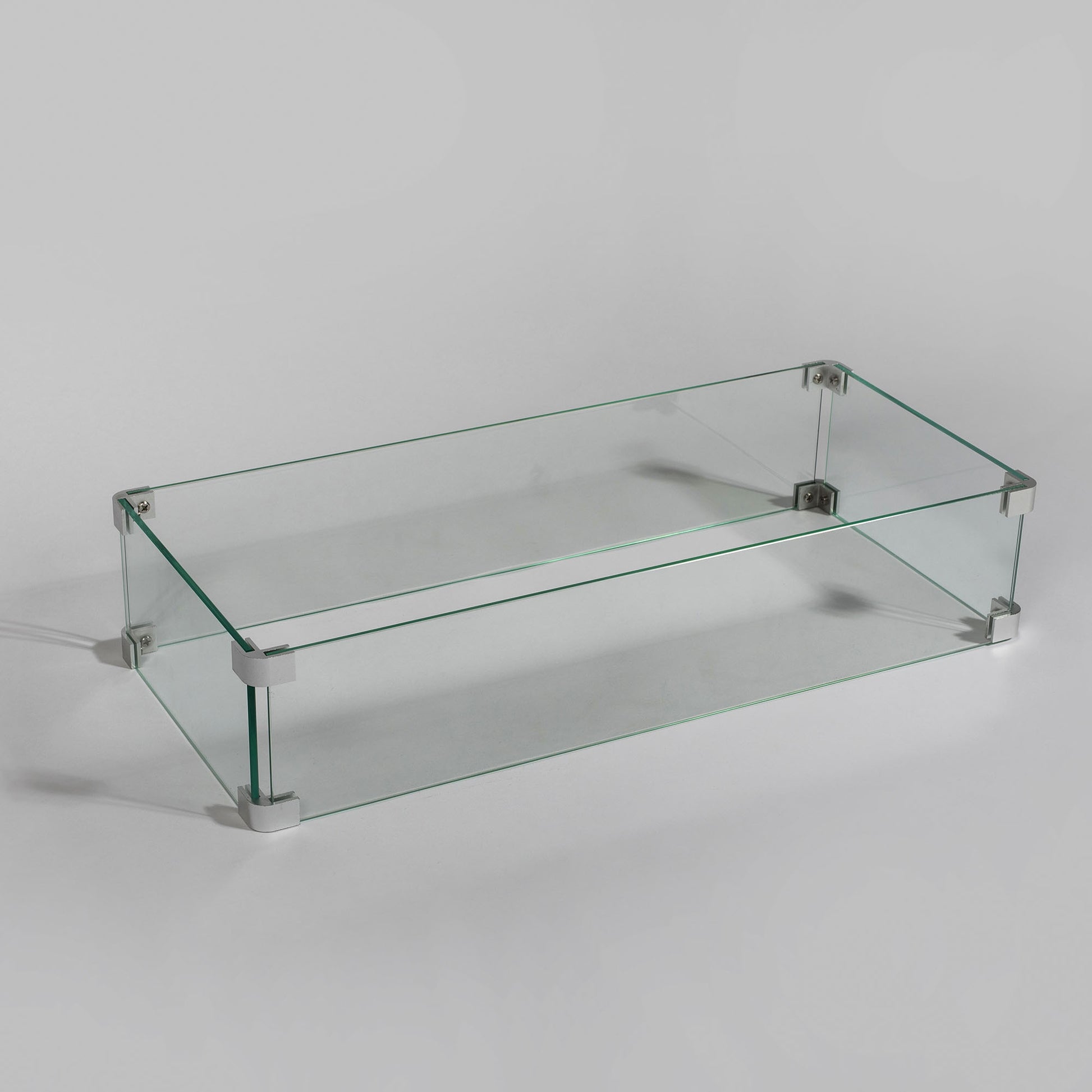 Rectangular Fire Pit Wind Guard Clear Glass