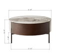 Modern Round White & Reall Wood Color Coffee Table With Drawers And Metal Legs,Drum Coffee Table With Golden Legs Circular Center Table With Ceramic Pattern Top For Living Room Apartment Office White White Natural Ceramic Mdf