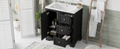 30 Inch Bathroom Vanity Cabinet With Ceramic Basin, 3 Drawers And Adjustable Shelves Black Bathroom Solid Wood Mdf