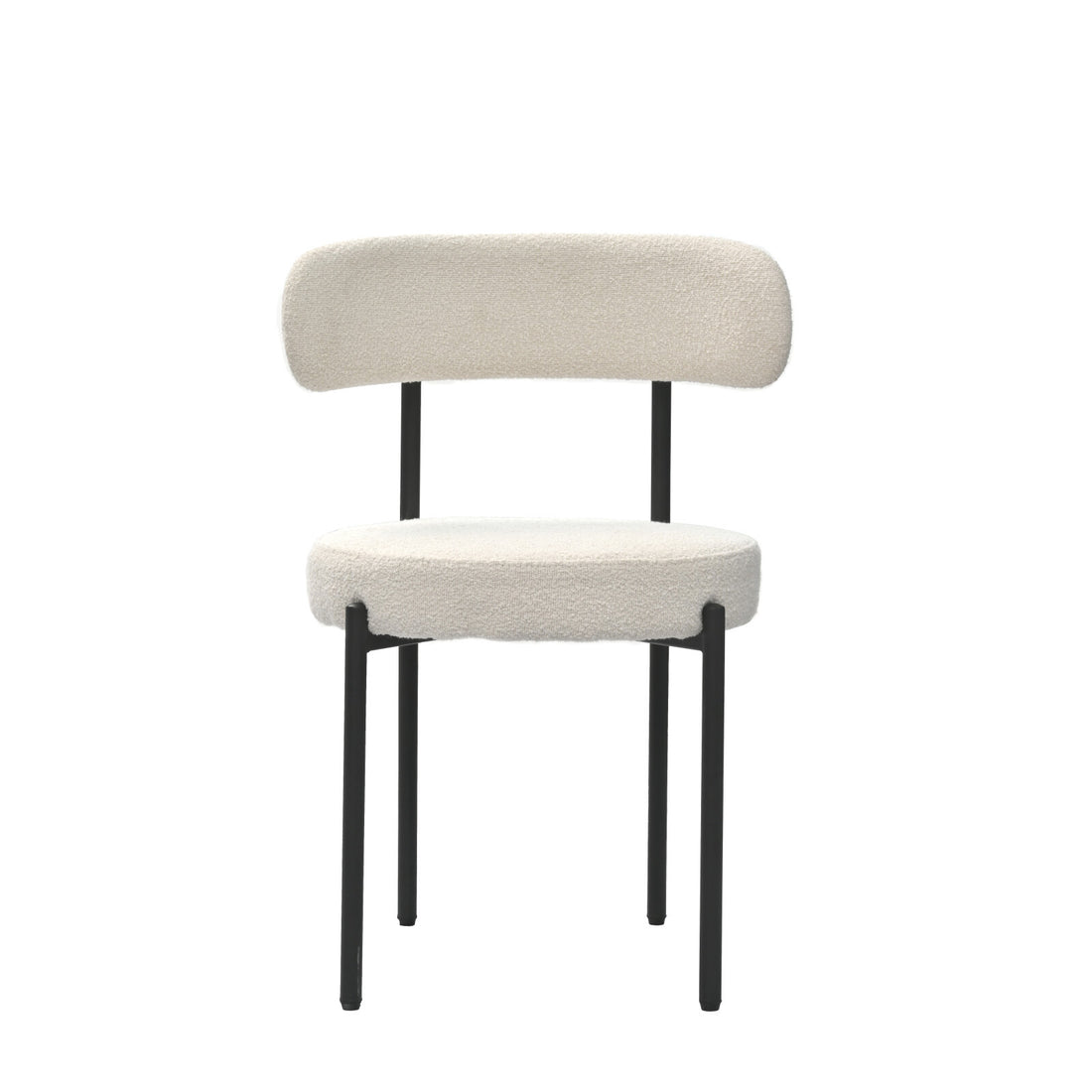 White Boucle Dining Chairs Set of 2,Mid Century Modern metal-white-dining room-round-modern-banquet