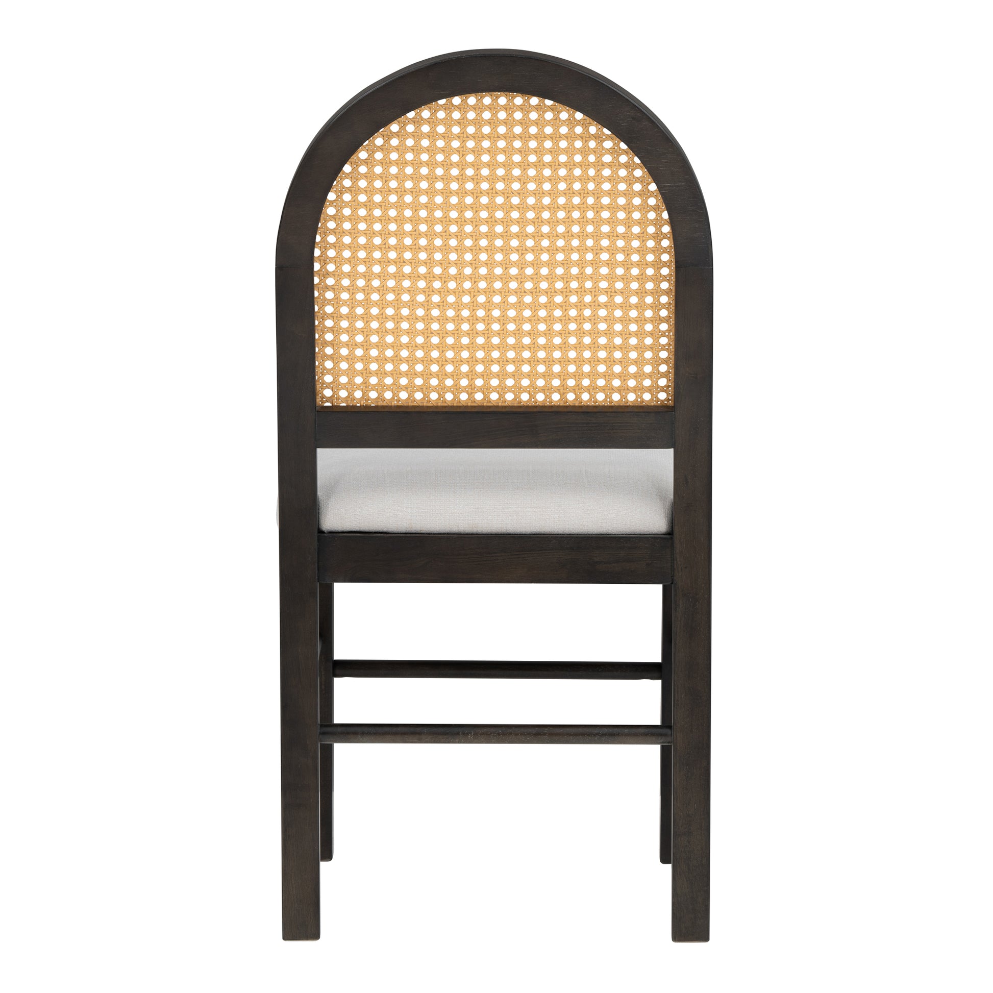 4 Retro Upholstered Chairs With Rattan Backrests For Dining Room And Kitchen Espresso Espresso Rubber Wood