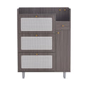 Modern Minimalist Storage Cabinet, Japanese Rattan Shoe Cabinet, Bed Top Cabinet, Small Home Furniture. Suitable For Corridors And Living Rooms. Gz Di 03 Gray Mdf