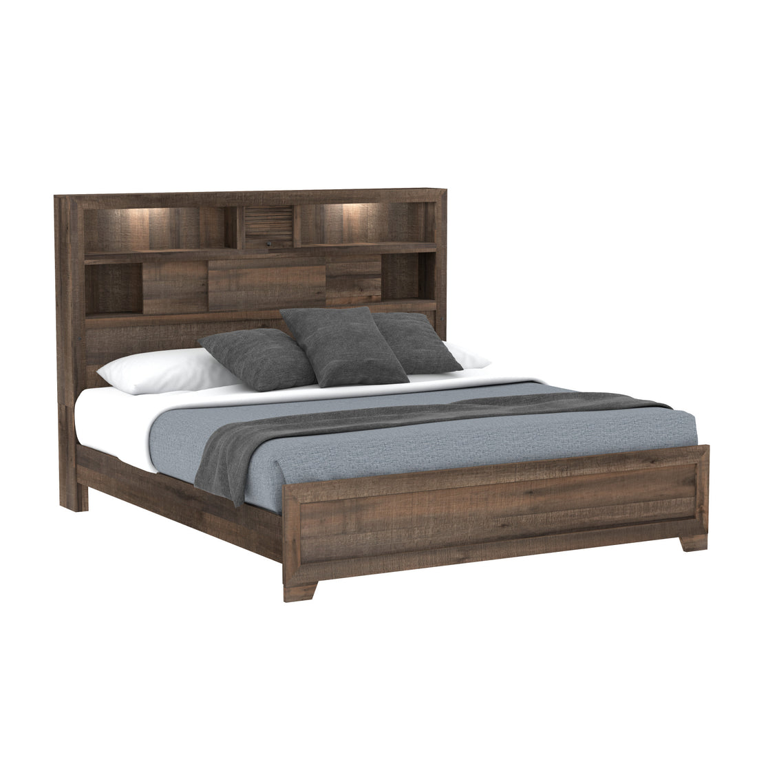 Plinz Brown Bookcase King Bed King Brown Engineered Wood