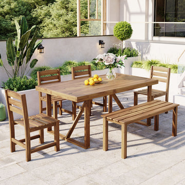 High Quality Acacia Wood Outdoor Table And Chair Set, Suitable For Patio, Balcony, Backyard Natural Wood Acacia Wood