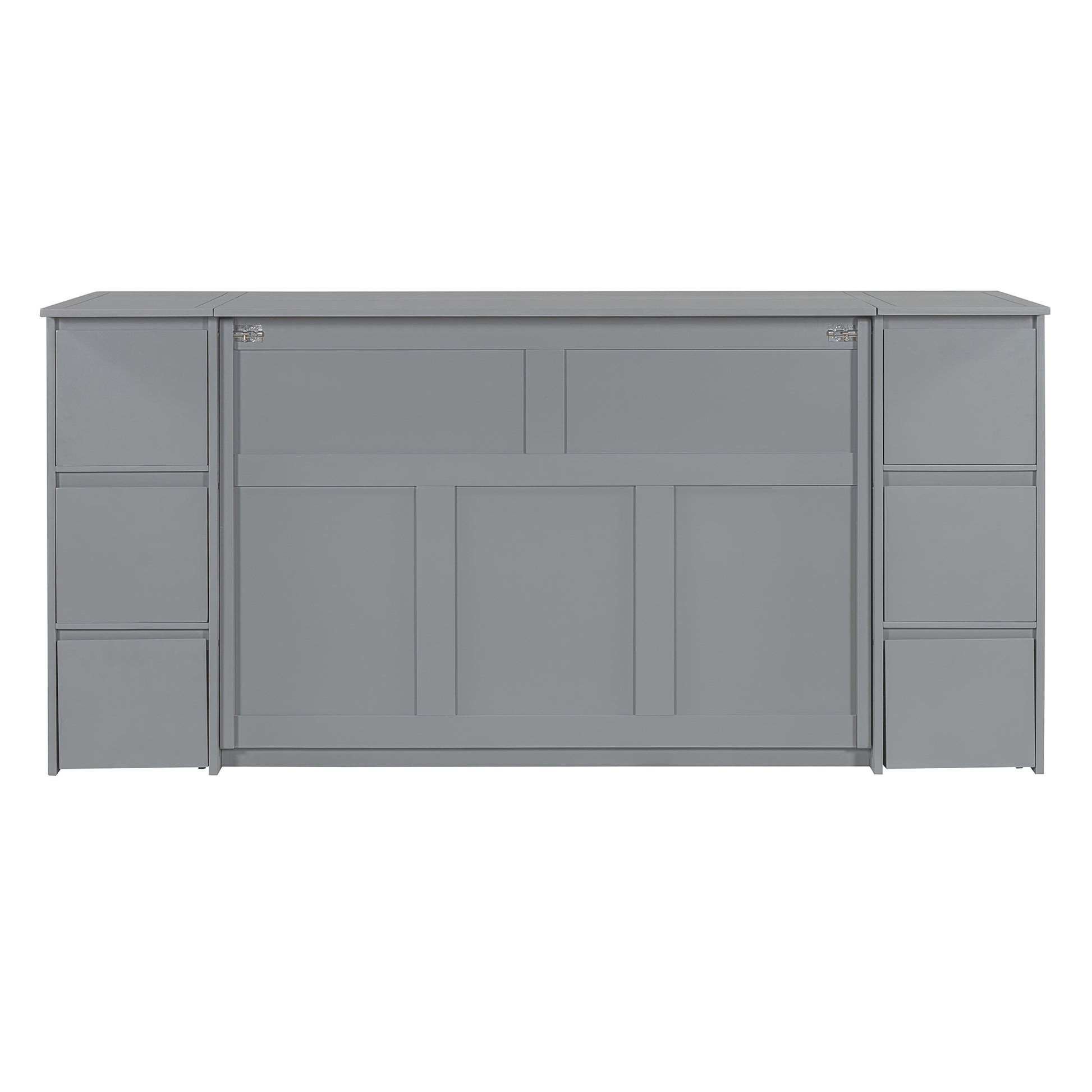 Full Size Murphy Bed With Drawers, Cabinets And Usb Ports,Gray Full Gray Mdf Lvl