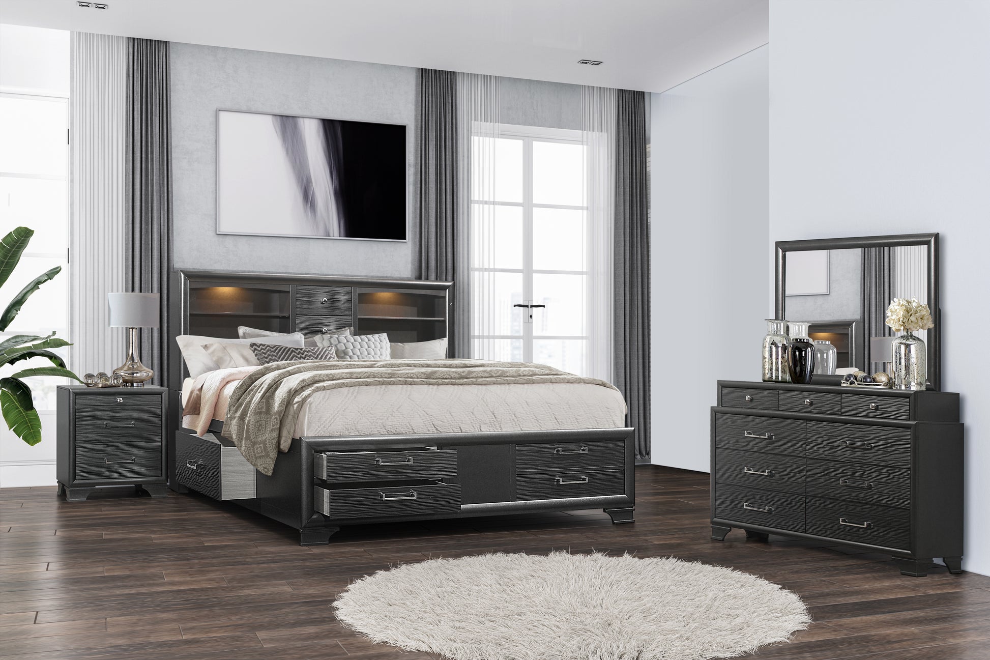 Civic Grey Dresser Gray Solid Wood Mdf