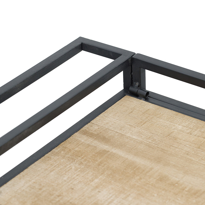 32.3X15.7X26.8" Shelf With Wheel Black Brown Iron