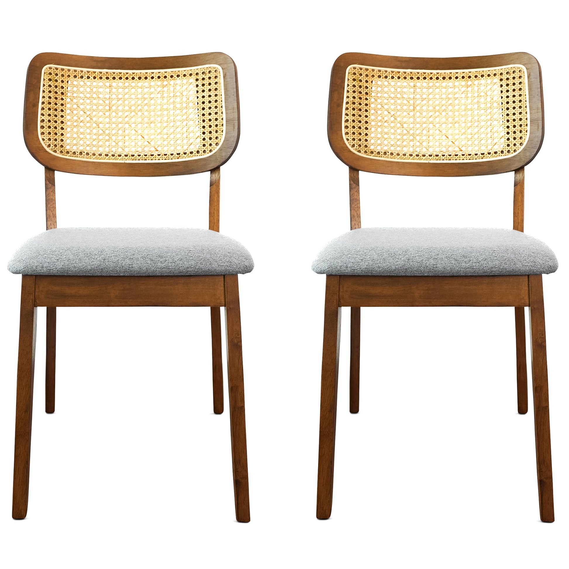 Kaden Gray Linen Dining Chair Set Of 2 Solid Brown,Light Brown,Light Gray Brown Dining Room Foam Wipe Clean Mid Century Modern Dining Chairs 1 Foam Solid Wood,Velvet,Wicker