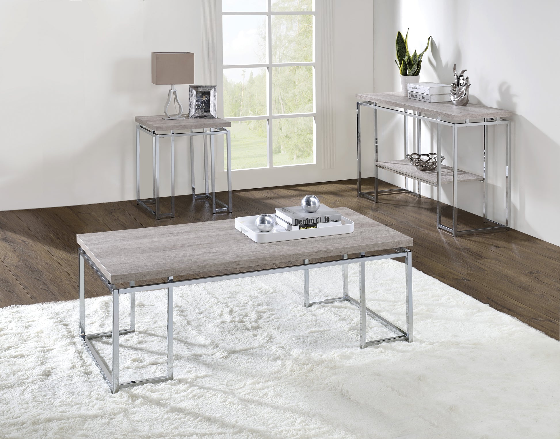 Natural Oak And Chrome Coffee Table With Metal Sled Base Oak Primary Living Space Modern Rectangular Wood Metal Sled