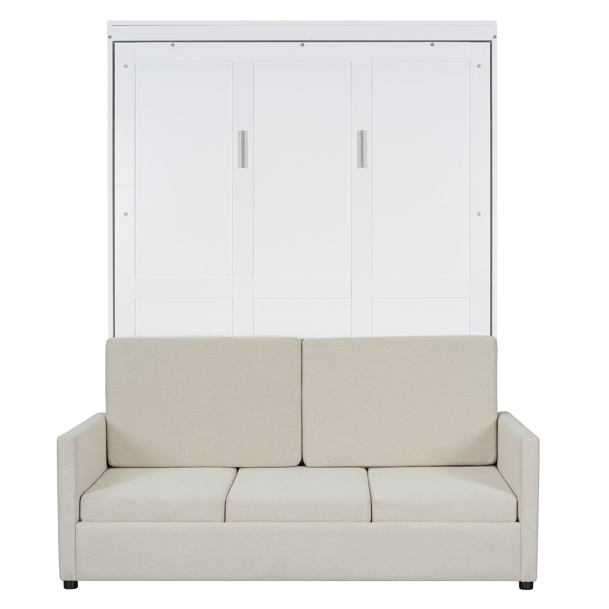 Full Size Murphy Bed Wall Bed With Cushion,White Full White Mdf Lvl