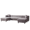 126 Inch Modern Style Chenille Three Piece Sofa, Pull Point Design U Shaped Sofa Two Chaise Longue Seats, Two Pillows And Plastic Feet, Suitable For Living Room, Bedroom, Lounge And Projection Room