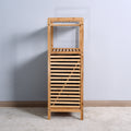 Bathroom Laundry Basket Bamboo Storage Basket With 2 Tier Shelf 17.32 X 13 X 37.8 Inch Natural Bamboo