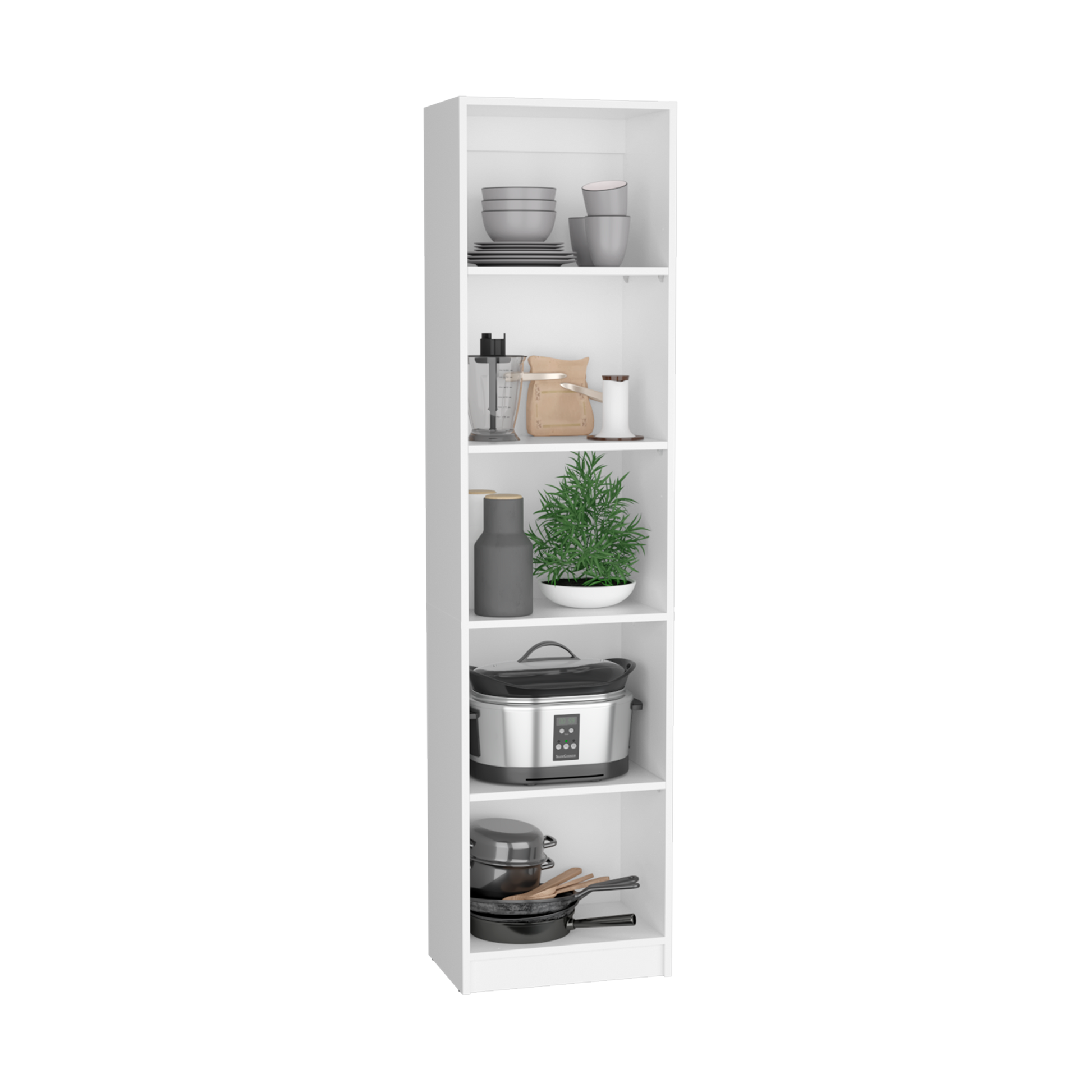 2 Piece Bookcase Living Room Set, Storage Cabinet, 42" Wide And 9 Shelves White Freestanding Matte White White Office Modern Particle Board