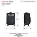 24 Inch Suitcase Black Black Oxford Fabric