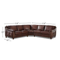 Belfast Leather Sectional Brown Genuine Leather Wood Primary Living Space Medium Firm Cushion Back Mid Century Modern L Shaped Eucalyptus Square Arms Down Filling Leather 5 Seat