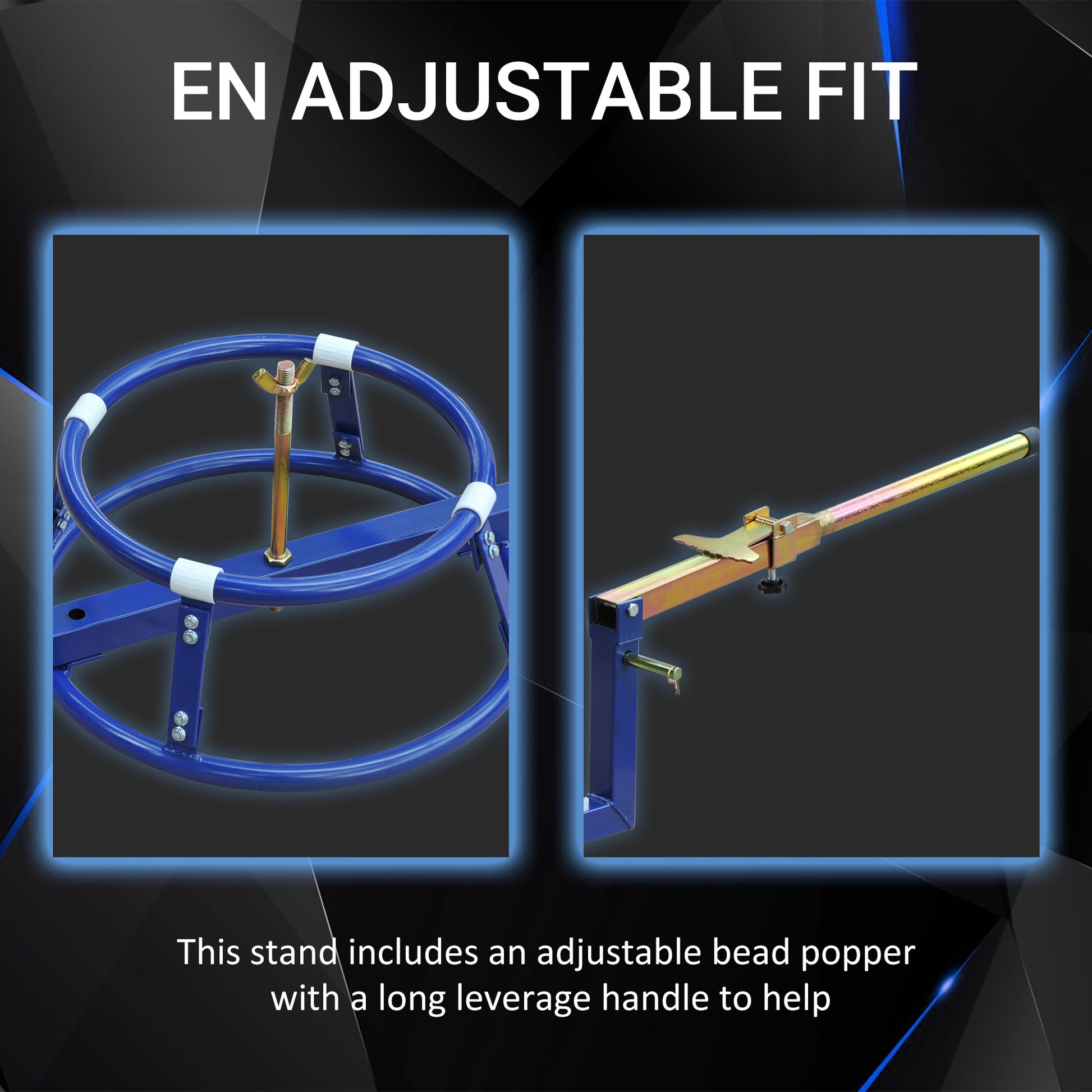 Homcom Motorcycle Tire Changer Stand With Adjustable Bead Breaker, Fit For 16 22In Tyres Blue Steel